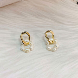 Zinc Alloy Freshwater Pearl Irregular Trend Drop Earring