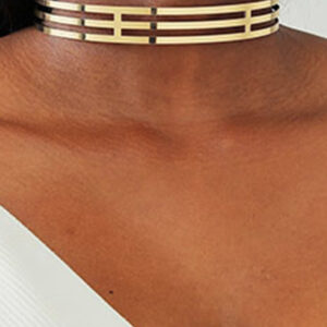 Brass Geometric Minimalist Choker Necklace