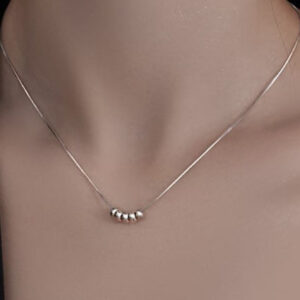 925 Sterling Silver Bead Geometric Minimalist Necklace